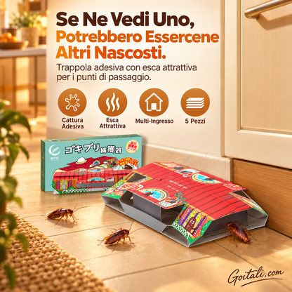 🏠✨ Trappola Adesiva per Scarafaggi con Esca Attrattiva – 5 Pezzi, Multi-Ingresso, per Casa e Interni