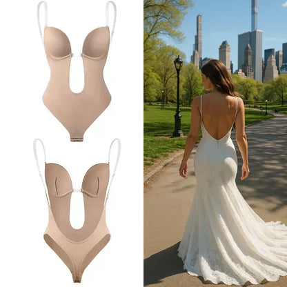 Body modellante senza cuciture con reggiseno integrato e schiena scoperta