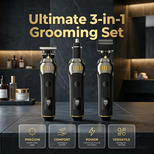 OFFERTA A TEMPO LIMITATO: 50% DI SCONTO! 🏆 Kit da toelettatura 3 in 1 per uomo – capelli e barba