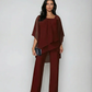 ⏳Sconto a tempo limitato del 50%⏰Top in chiffon irregolare da donna e pantaloni a zampa 2 pezzi👚👖