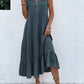 Button Detail Layered Hem Smock Dress（49% OFF）
