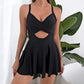 💎 -50%! 💎 Naisten leikkauksellinen uimapuku hameella – V-pääntie, vatsaa tukeva malli & flirttailevat leikkaukset 🩱✨