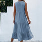Button Detail Layered Hem Smock Dress（49% OFF）