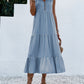 Button Detail Layered Hem Smock Dress（49% OFF）