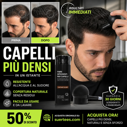 💇 Kit di fibre per infoltire i capelli, appositamente studiato per capelli diradati e zone calve – disponibile in 5 colori, impermeabile e resistente al sudore, per un look naturale immediato. Importato dalla Spagna ✨