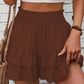 Solid Color Stretch Waist Layered Short Skirt