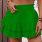 Solid Color Stretch Waist Layered Short Skirt