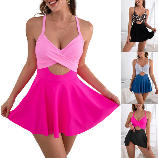 💎 -50%! 💎 Naisten leikkauksellinen uimapuku hameella – V-pääntie, vatsaa tukeva malli & flirttailevat leikkaukset 🩱✨