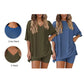 PRETTYGARDEN Crewneck Two-Piece Set For Women Summer Casual Oversized Split Hem Shirts & Side Pocket Biker Shorts Minimalist Lounge Wear Soft Viscose Fabric Comfy Homewear Cozy Pjs