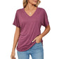 💕Hot Promotion- UP TO 50% OFF🌷👚Women's Short Sleeve V Neck Dolman Tops with Side Shirring