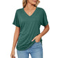 💕Hot Promotion- UP TO 50% OFF🌷👚Women's Short Sleeve V Neck Dolman Tops with Side Shirring