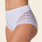 Leonisa High Waisted Invisible Tummy Control Shapewear for Women - Stripe Undetectable Lace Ladies Underwear Panties Flat Leg