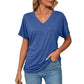 💕Hot Promotion- UP TO 50% OFF🌷👚Women's Short Sleeve V Neck Dolman Tops with Side Shirring