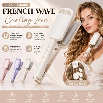 🔥 SCONTO A TEMPO LIMITATO DEL 50%! ✨ 🌸 Arricciacapelli ondulato da 32 mm – ricci grandi e morbidi, 4 impostazioni di calore regolabili e cura con ioni negativi – styling da salone a casa 💇‍♀️