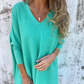 🌈Spedizione gratuita🌈Top lungo ampio lavorato a maglia a maniche lunghe con scollo a V (SCONTO 42%)