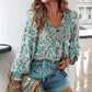 💖Camicia da donna alla moda con stampa, scollo a V e maniche lunghe