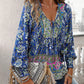 💖Camicia da donna alla moda con stampa, scollo a V e maniche lunghe