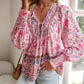 💖Camicia da donna alla moda con stampa, scollo a V e maniche lunghe