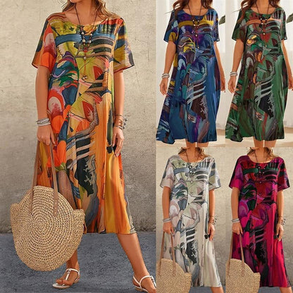 🔥Offerta speciale: 50% di sconto💃Elegante abito in seta di gelso “Tropical Breeze”
