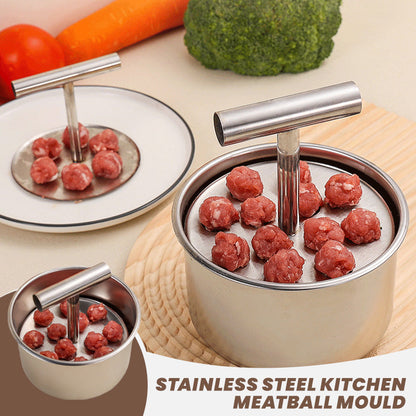 🥩🧆 Stampo per Polpette in Acciaio Inox 304 - 6/12 Fori | Polpette Uniformi | Impugnatura Ergonomica | Compatto & Leggero | Ideale per Cucina, Cene in Famiglia & Feste | 11,3 × 6,5 cm / 14 × 8,5 cm ✨