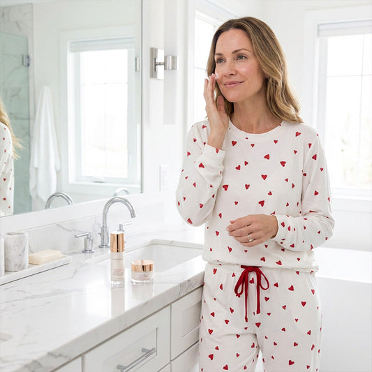 🔥⏰ Sconto del 50% per un periodo limitato!! 🔥Set pigiama da donna con top e pantaloni con motivo a cuore