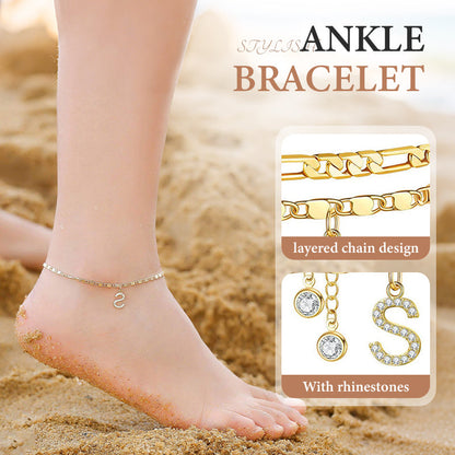 Bracciale da caviglia a strati in oro per donna
