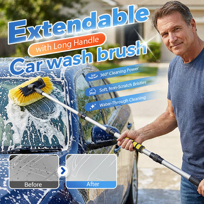🚗SCONTO DEL 50% IN QUESTO MOMENTO! Spazzola estensibile per il lavaggio dell'auto con manico lungo, spazzola di pulizia ruotabile a 360 gradi con flusso d'acqua integrato, setole morbide che non graffiano per il lavaggio degli esterni dell'auto