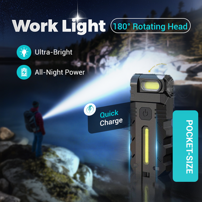 🔦🏕️Lampada da lavoro a LED con testa rotante a 180°🔋⚡