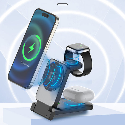 Caricatore wireless magnetico pieghevole 3 in 1