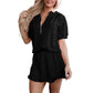 🌞Spring awakening: 50% off!✨Stylish 2-piece women's set – zipper tee & ruffled hem shorts for every day