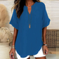 👚SCONTO DEL 50%! 🔥Top alla moda a maniche corte, ampio, con scollo a V profondo, orlo asimmetrico e tessuto leggero (5 colori, taglie dalla S alla 2XL) 🌸