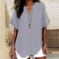 👚SCONTO DEL 50%! 🔥Top alla moda a maniche corte, ampio, con scollo a V profondo, orlo asimmetrico e tessuto leggero (5 colori, taglie dalla S alla 2XL) 🌸