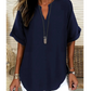 👚SCONTO DEL 50%! 🔥Top alla moda a maniche corte, ampio, con scollo a V profondo, orlo asimmetrico e tessuto leggero (5 colori, taglie dalla S alla 2XL) 🌸