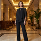 Elegante completo di pantaloni asimmetrici in due pezzi👗✨