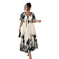 🎁 Nuovo arrivo 50% DI SCONTO 💥 Morbido abito midi a stampa botanica con scollo a V – Elegante, leggero e versatile