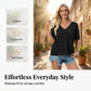 Women's Half Sleeve V-Neck Top with Patchwork Hem