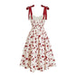 Women's Sweetheart Neckline Tie Strap Floral Dress