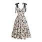 Women's Sweetheart Neckline Tie Strap Floral Dress