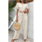 Set da donna composto da top a maniche corte e pantaloni larghi a gamba dritta