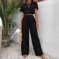 Set da donna composto da top a maniche corte e pantaloni larghi a gamba dritta