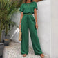 Set da donna composto da top a maniche corte e pantaloni larghi a gamba dritta