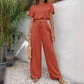 Set da donna composto da top a maniche corte e pantaloni larghi a gamba dritta