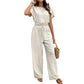 Set da donna composto da top a maniche corte e pantaloni larghi a gamba dritta