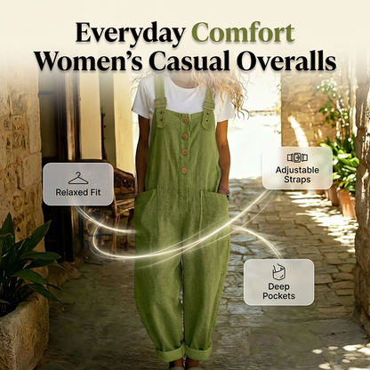 👖SCONTO DEL 50% ORA! 🌿 Salopette casual da donna con bottoni sul davanti – Spalline regolabili, tessuto traspirante e vestibilità comoda ✨