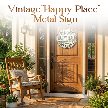 Targa in metallo stile vintage con scritta “Happy Place”
