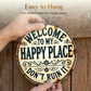 Targa in metallo stile vintage con scritta “Happy Place”