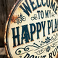 Targa in metallo stile vintage con scritta “Happy Place”