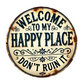 Targa in metallo stile vintage con scritta “Happy Place”