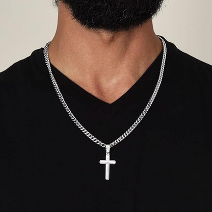 Collana da uomo con ciondolo a croce in acciaio inossidabile