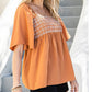 【S-2XL】🍂Square Neck Smocked Bust Flutter Sleeve Top
